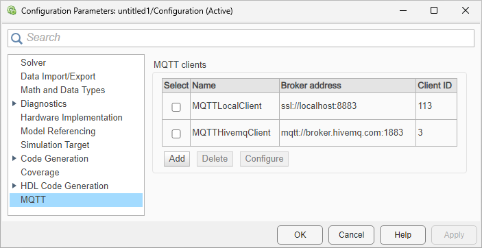 MQTT Clients Table
