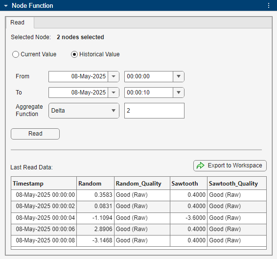 Read processed value of two nodes