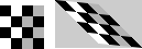Original and transformed checkerboard image. The transformed image appears sheared in the horizontal direction.