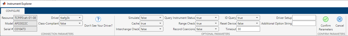 Instrument explorer toolstrip