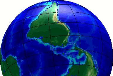 Upside-down globe showing South America