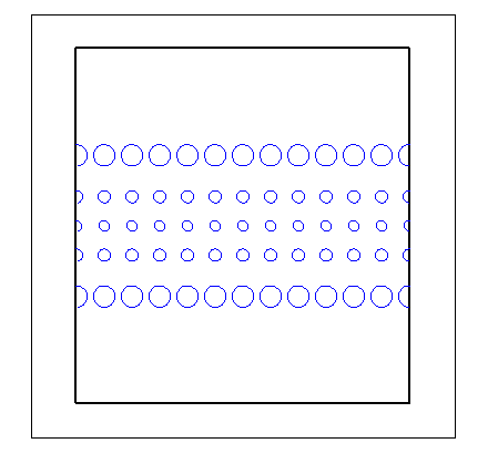 Tissot diagram for a world map that uses a Mercator projection. Each indicatrix is a circle. The indicatrices to the north and south are larger than the indicatrices near the equator.