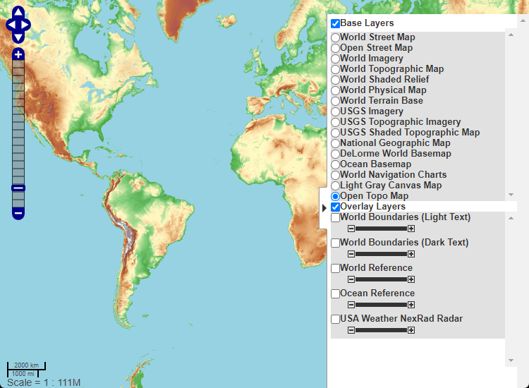 Web map with Open Topo Map base layer