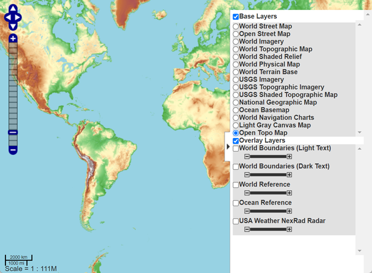 Web map with Open Topo Map base layer