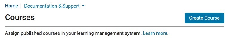 Main page of MATLAB Course Designer showing the Create Course button.