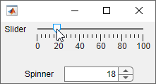 Slider-spinner component. The slider and spinner values are the same.