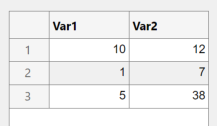 Table UI component with two columns. Each cell contains a numeric value.