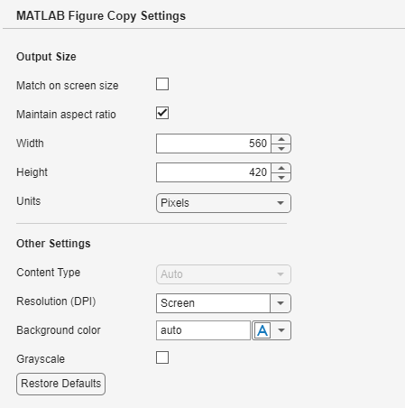Figure Copy Settings page