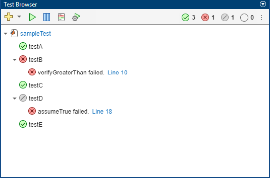 Results of running the test suite, including three passed tests, one failed test, and one incomplete test