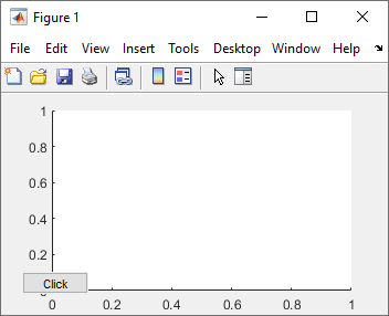 Figure window with an axes object and a button in the lower-left corner