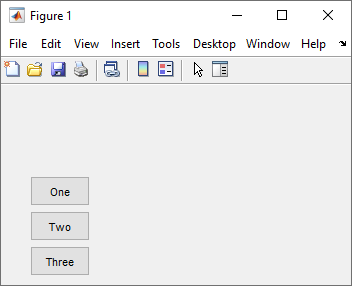 Figure window with three buttons in a column with equal vertical distance between each button