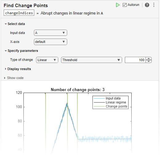 Find Change Points task in the Live Editor