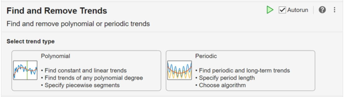 Find and Remove Trends task in the Live Editor