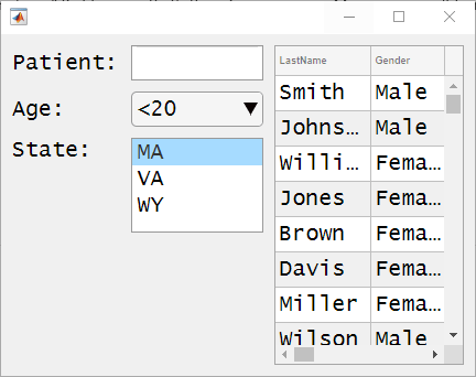 UI figure window with all label, drop-down, list box, and table text in 20-point font