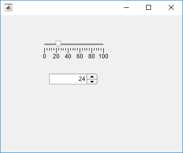 UI figure window with a slider and a spinner. Both the slider and the spinner have values of 24.