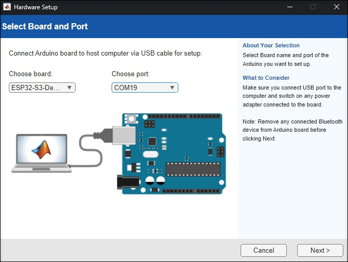 Arduino hardware board setup