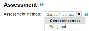 Image showing menu options Correct/Incorrect and Weighted