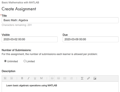 Image showing an assignment being created