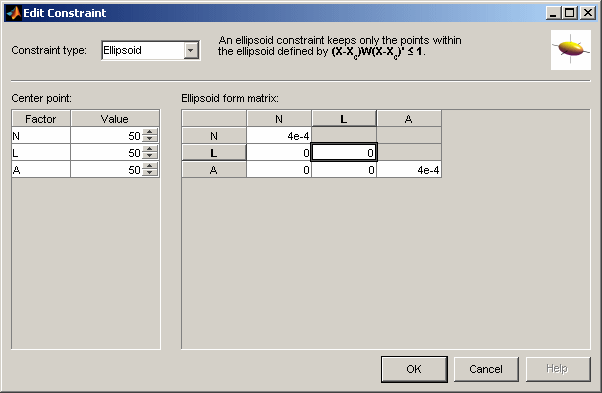 Edit constraint dialog box