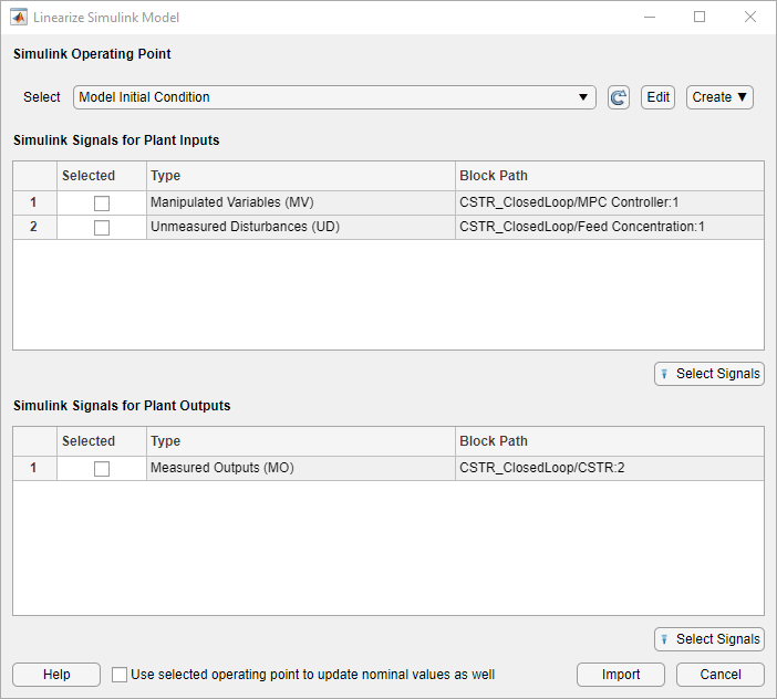 Select Signals for MPC Input Channels dialog box.