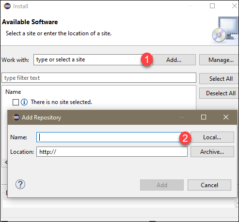 Eclipse Install and Add Repository windows