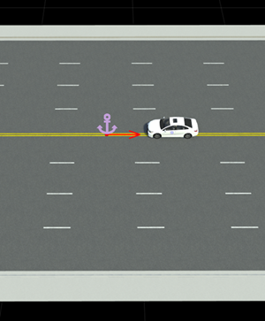 Vehicle offset within lane and traveling in opposite direction of anchor
