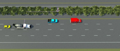 Four vehicles moved backward