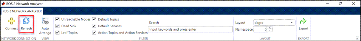 ROS 2 Network Analyzer Refresh icon