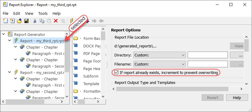 Report setup file is selected and the check box is selected