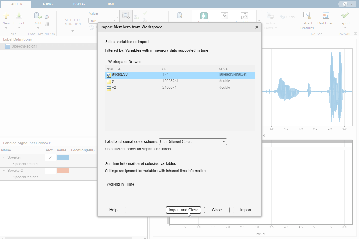 Import labeled signal set from Workspace