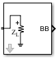 Outport block icon with Sensor type set to Power, Output parameter set to Complex Baseband, and Ground and hide terminal is On.