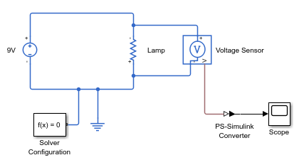 Simscape block diagram with sensor connected in parallel