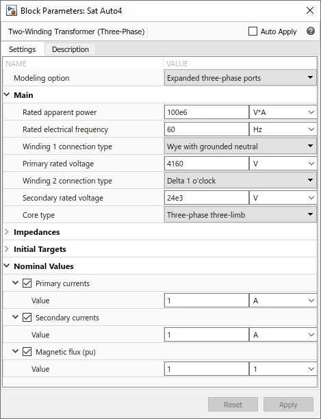 Property Inspector window showing local nominal values.