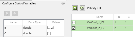 Variant Manager with generated configurations for sim choice