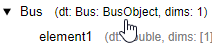 Attribute summaries next to bus and bus element names