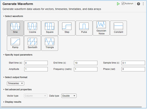 Generate Waveform task in Live Editor