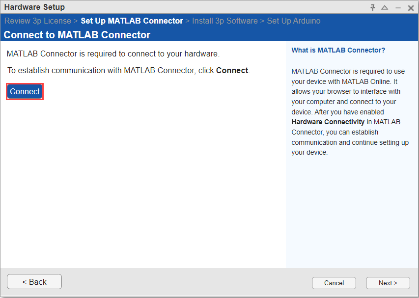 Connect to MATLAB Connector