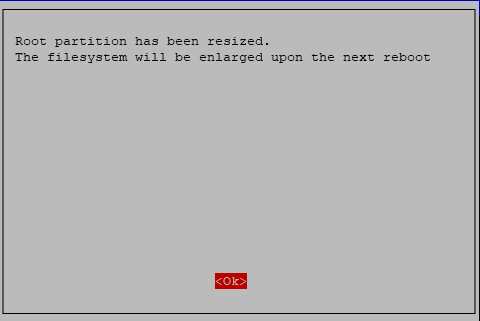 Raspberry Pi Linux Partition Extension Message
