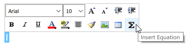 Annotation formatting toolbar, with the cursor hovering over the Insert Equation button