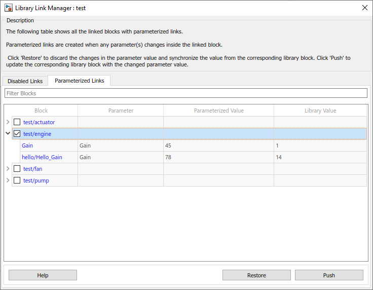 Parameterized links