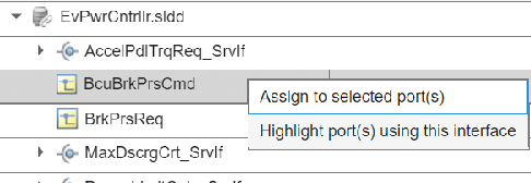 Right-click menu with the options Assign to selected port(s) and Highlight port(s) using this interface.