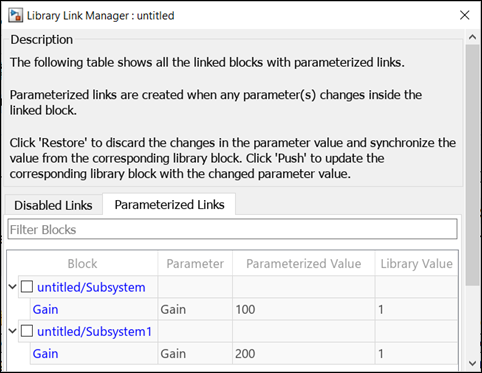 View of Library Link Manager