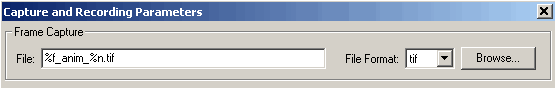 Capture and recording parameters dialog box.