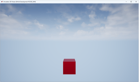 Simulation 3D Viewer with red box actor in the 3D environment.
