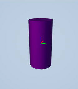 Cylinder shape with coordinate system axes at the actor origin.