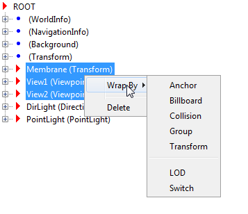 Root tree context menu.