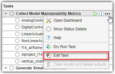 The Edit Task button inside the options list for a task