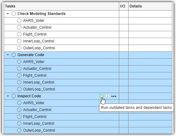 Process Advisor highlighting Generate Code task as dependency for the Inspect Code task