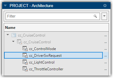 Project panel showing units under a component