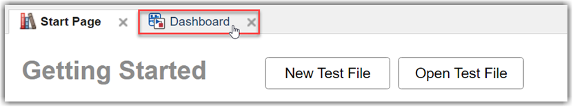 Mouse pointing to Dashboard tab in Simulink Test Manager